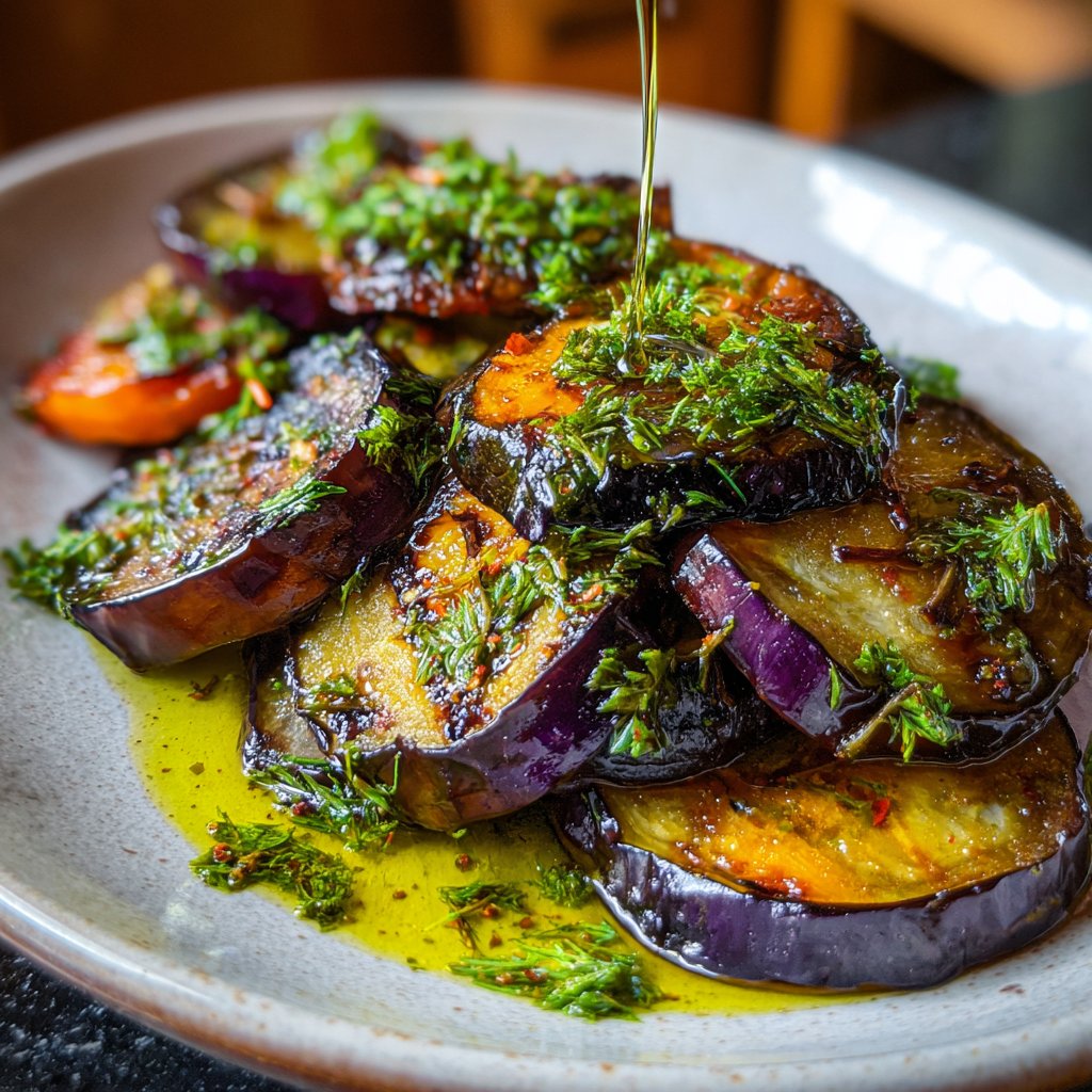 Auberginen mediterran mit Kräuteröl