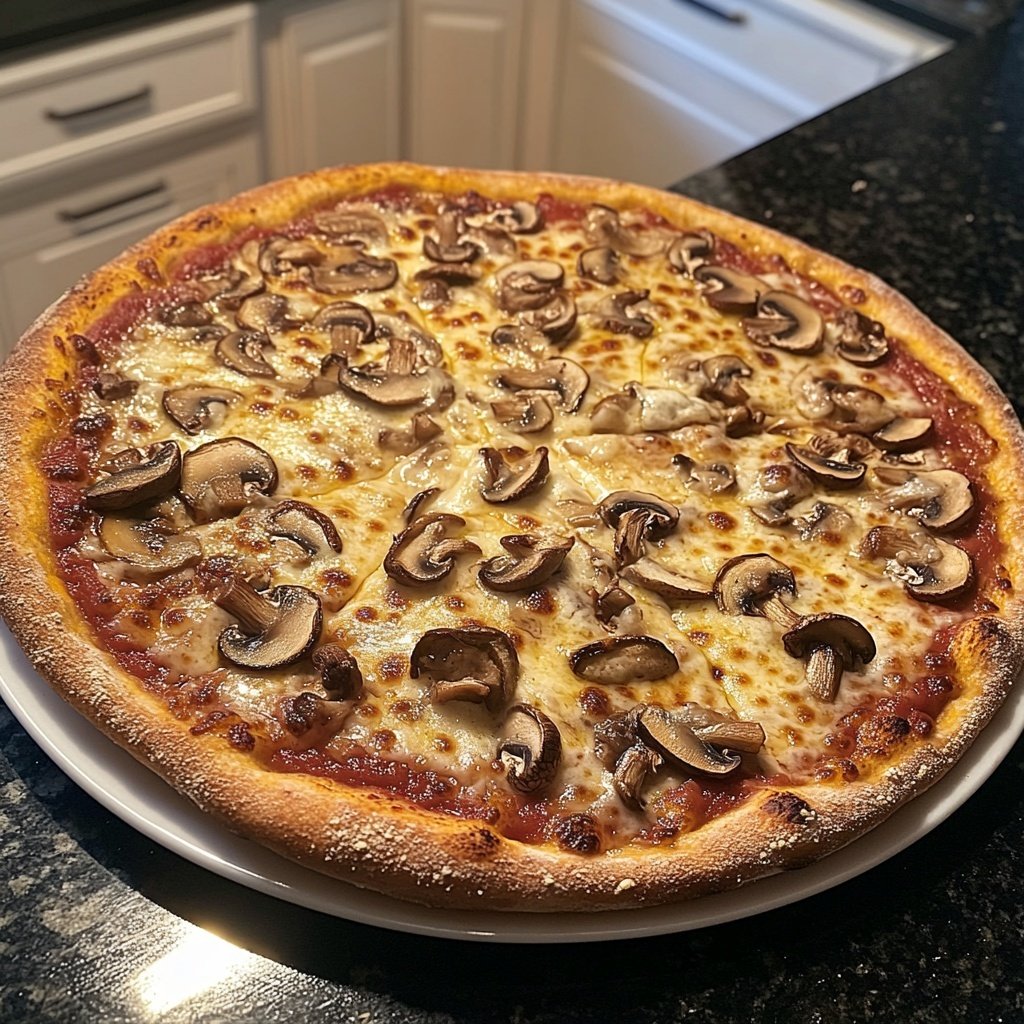 Pizza mit Pilzen und Mozzarella