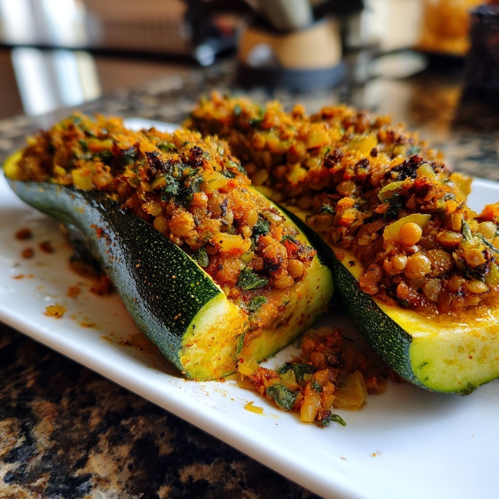 Gefüllte Zucchini mit Linsen