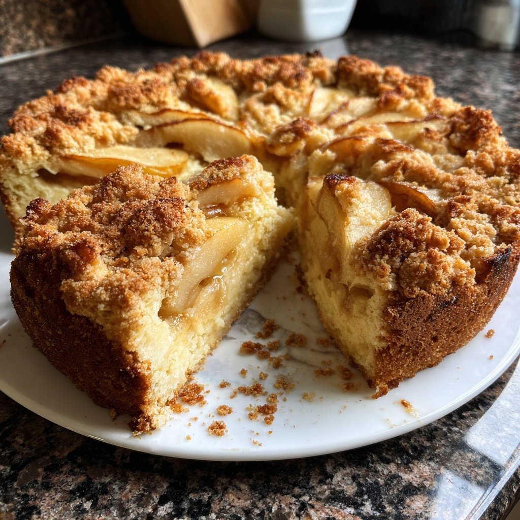 Kuchen mit Birnen und Streuseln