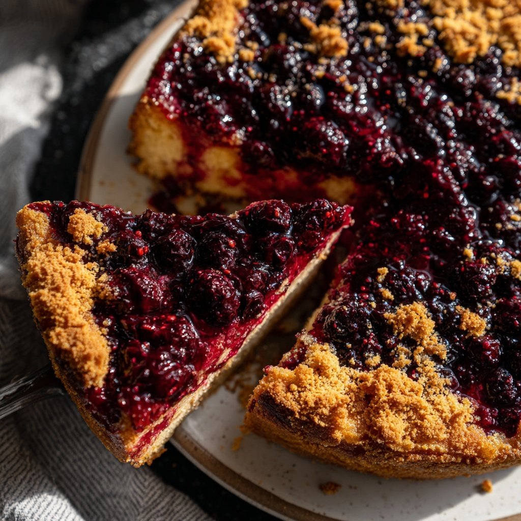 Blechkuchen mit Beerenkompott