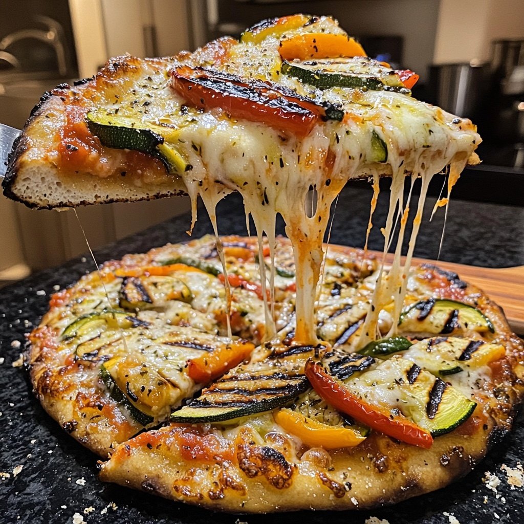 Pizza mit Gemüse vom Grill