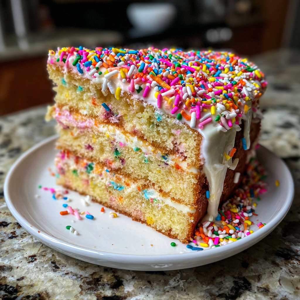 Geburtstagskuchen bunt mit Streuseln