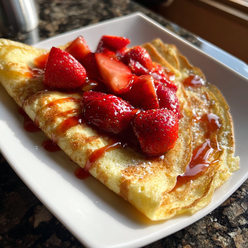 Pfannkuchen mit Erdbeeren